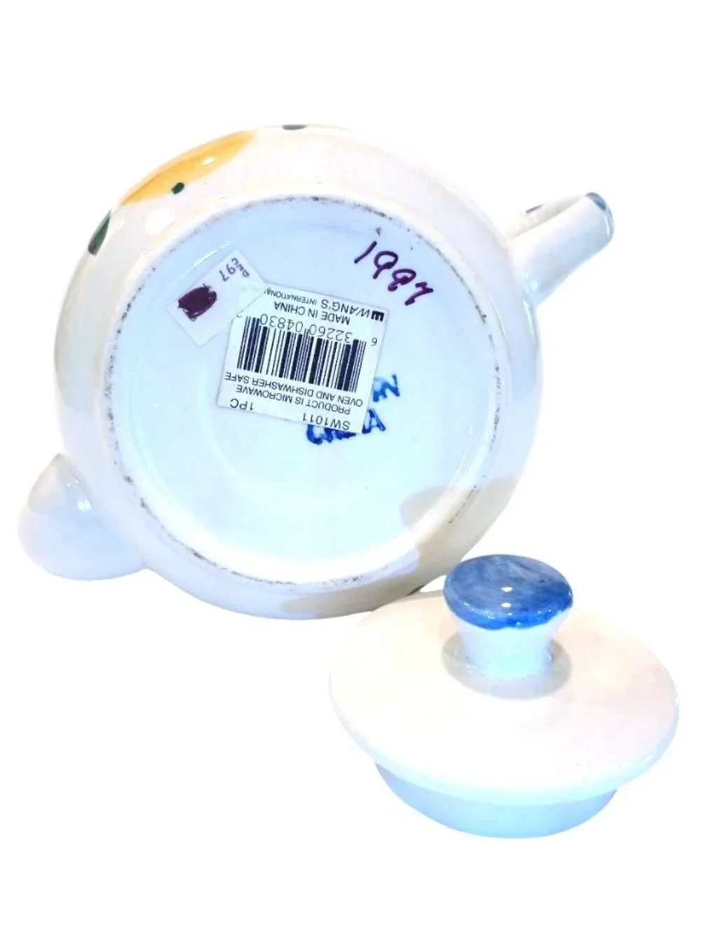 Vintage Teapot White Ceramic W Lemons Single Service 1997 Poole Pottery Design